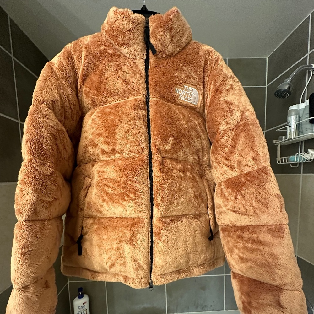 The North Face Versa Velour Nuptse MEDIUM Almond Butter Down Puffer Jacket